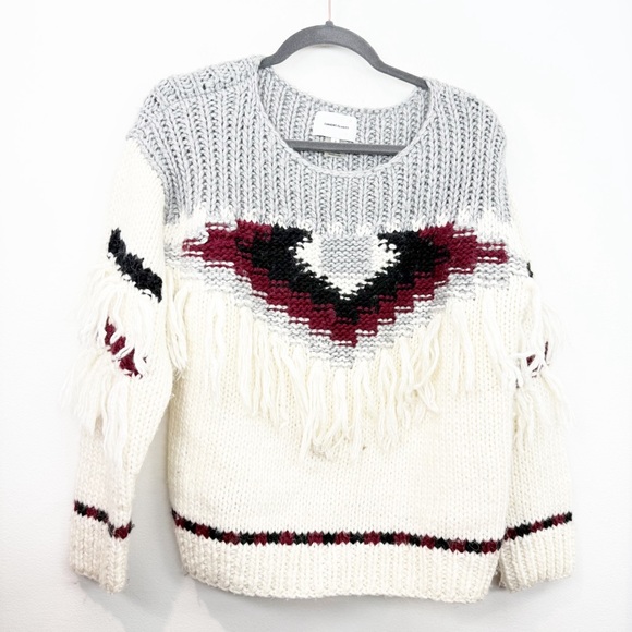 Current Elliott The Rosemary Fringed Long Sleeve Sweater Size 1 - Picture 1 of 6